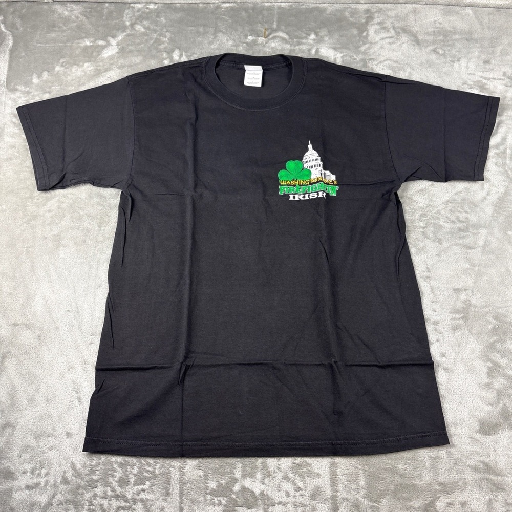 Collectible Gildan Washington DC Emerald Society Irish T-Shirt Black Large L
